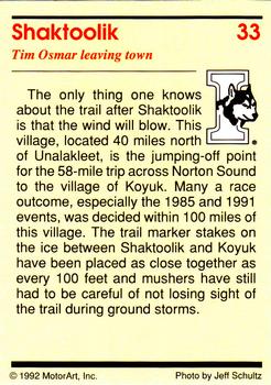 1992 MotorArt Iditarod Sled Dog Race #33 Shaktoolik Back